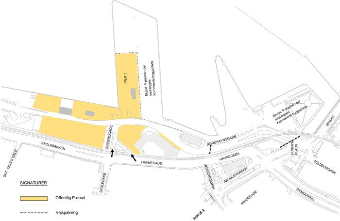 Lukning af Nordhavnsgade og offentlige parkeringspladser