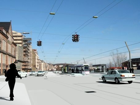 Visualisering af Skolebakken/Skolegyde efter Letbanens etablering Kilde: Arkitektfirmaet C. F. Møller
